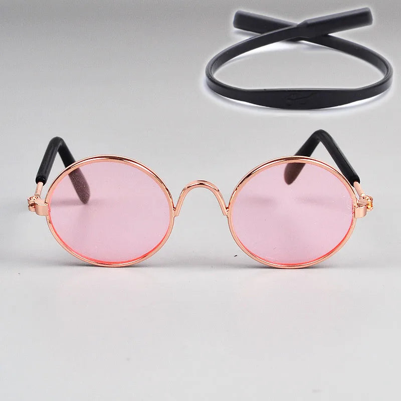 Puppy Dog Sunglasses Anti-skid Round Metal Cat Classic Retro Sunglasses Hippie Cute and Funny Pet Glasses Cosplay Party Costume