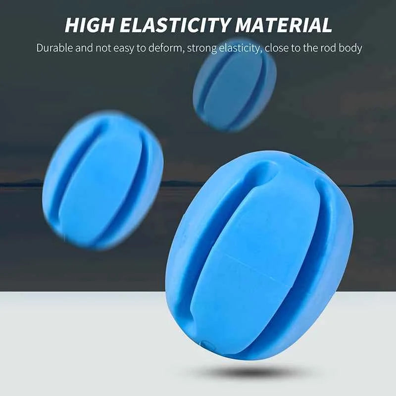 6 PCS Silicone Fishing Rod Holder Ball Straps 5 Hole Lightweight Fishing Tackle Ties Organizer Storage Racks Fishing Accessories