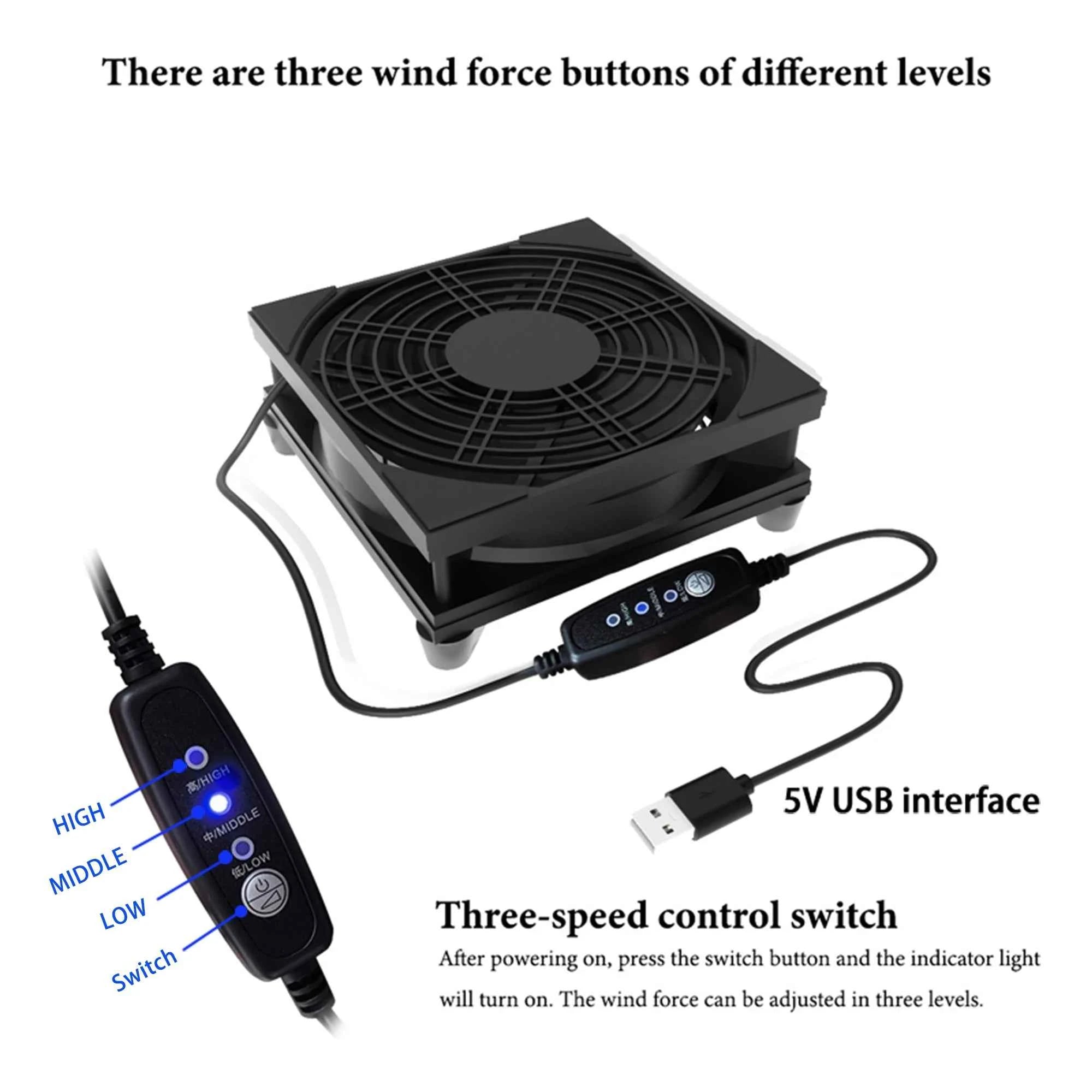 1pc USB supports 3-speed adjustment. The computer fan is silent. The 5V power supply fan is equipped with a speed controller, su