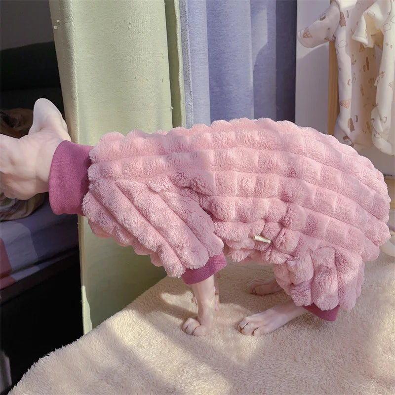 Elegant Warm Sphynx Cat Turtleneck Sweater Hairless Cat Clothes Comfort Winter Coat Thickening Fleece Jacket for Sphynix Cat - Play Paws Toys