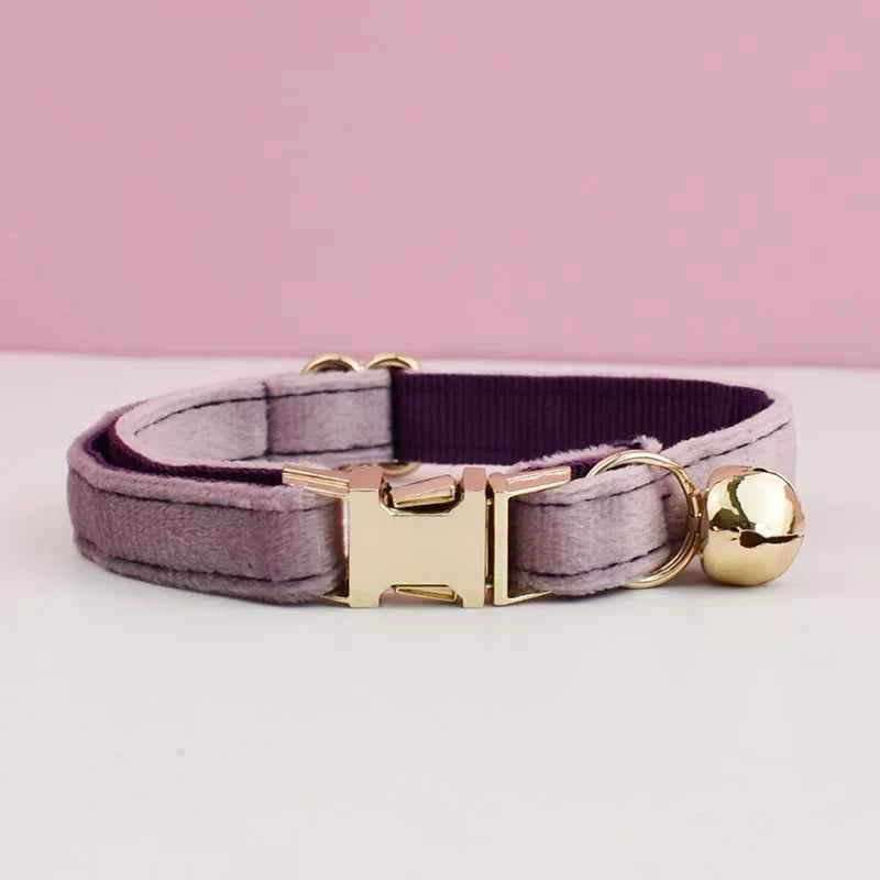 Cat Supplies Velvet Cat Collar Personalized Cat Collar with Name Plate Bell Bow tie Custom Engrave Collars for Cat