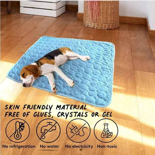 The Ultimate Cooling Pet Mat Breathable Washable Summer Pad Dog Cat Self Cool Blanket for Kennel Crate and Bed Sleeping Ice Silk