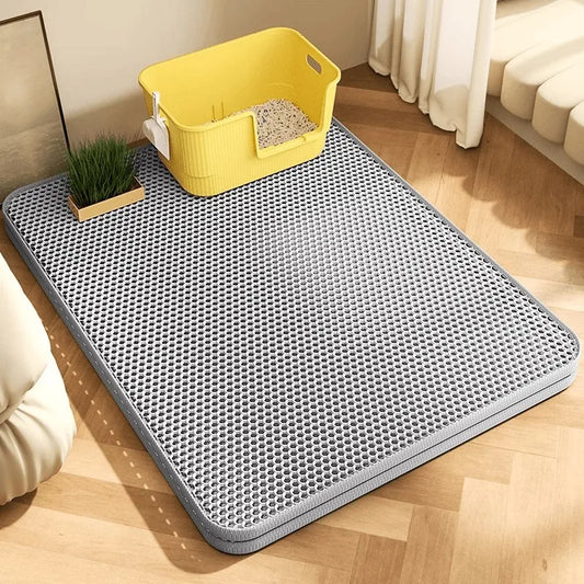Extra Large Cat Litter Mat Heavy Duty Waterproof 2 Layer Non Slip Washable Pet Floor Protector Litter Box Sand Stopper - Play Paws Toys