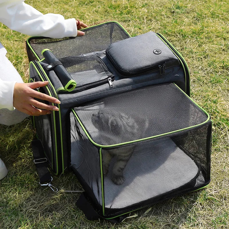 Cat Bag Foldable Large Capacity Cat Outdoor Car Expansion Portable Pet Handbag Breathable Diagonal Cross Bag for Cats and Dogs - Play Paws Toys
