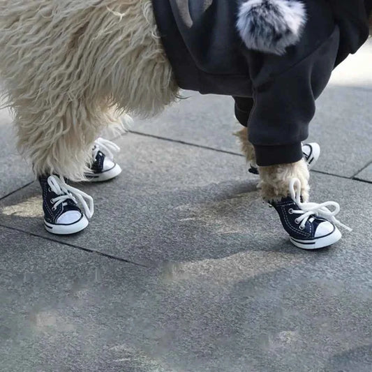 Creative 4PCS/Set Pet Shoes with Adjustable Drawstring Waterproof Puppy Pet Dogs Boots Canvas Breathable Pet Supplies Pets