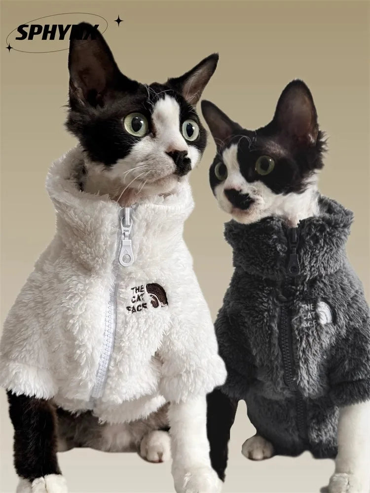 Winter pet dog dog cat coat cold proof hairless cat clothes sphinx devon thick winter warm three-color lambswool coat - Play Paws Toys