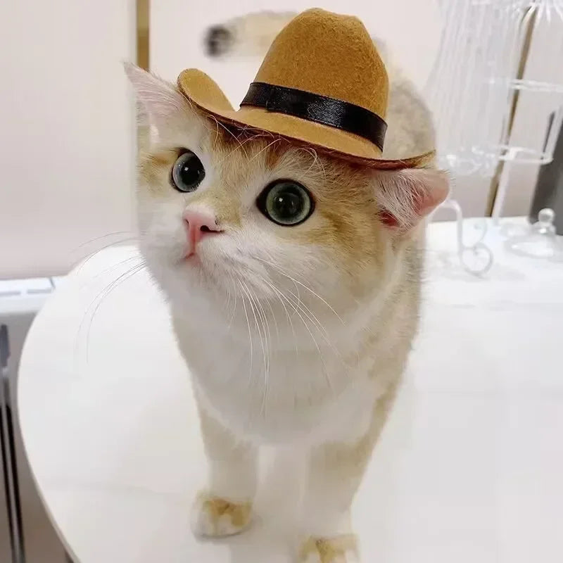 Pet Hat Dog Cat Western Cowboy Hat Halloween Pet Outdoor Caps  Funny Retro Photo Prop Dog Accessories Doll Decor Pet Products - Play Paws Toys