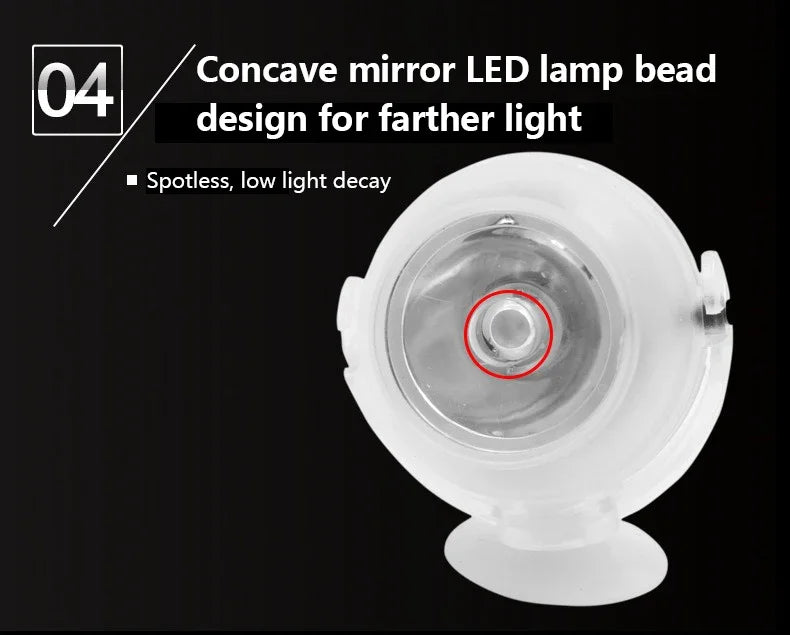 LED Aquarium Spotlight Saving Power But High Brightness Seven Gradient Night Light Various Angles Exposure USB Waterproof Diving