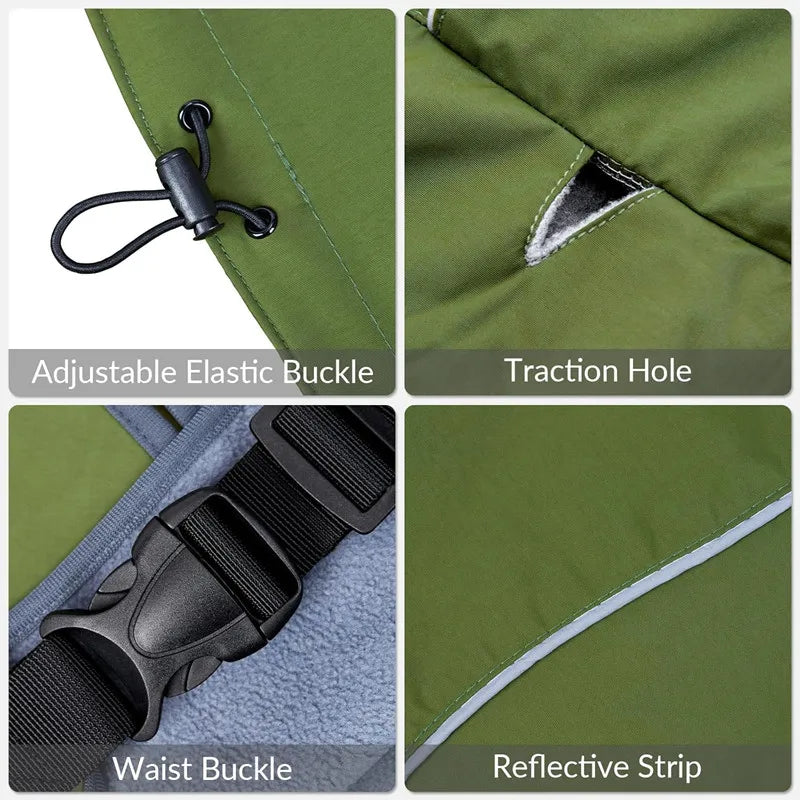 Dog Raincoat Windbreaker for All Dog Sizes Waterproof Dog Outdoor Jacket with Reflective Strip, Adjustable Straps & Snap Button