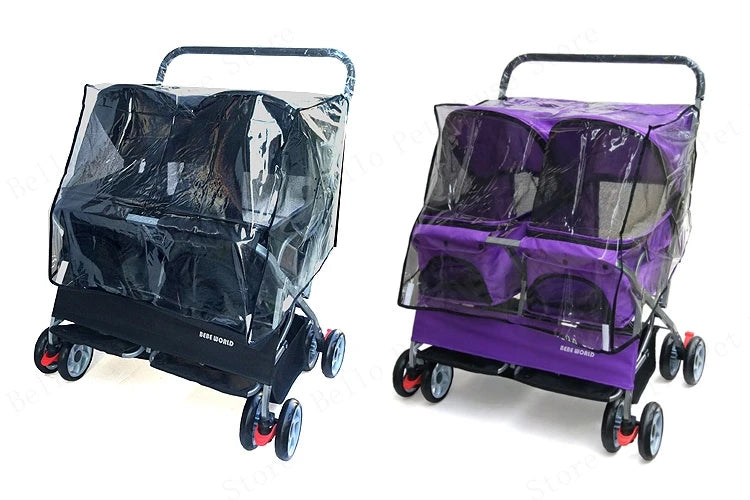 Multifunctional pet car Ultra-light two-seater pet buggy Detachable and washable trolley Universal pet car for cats and dogs - Play Paws Toys