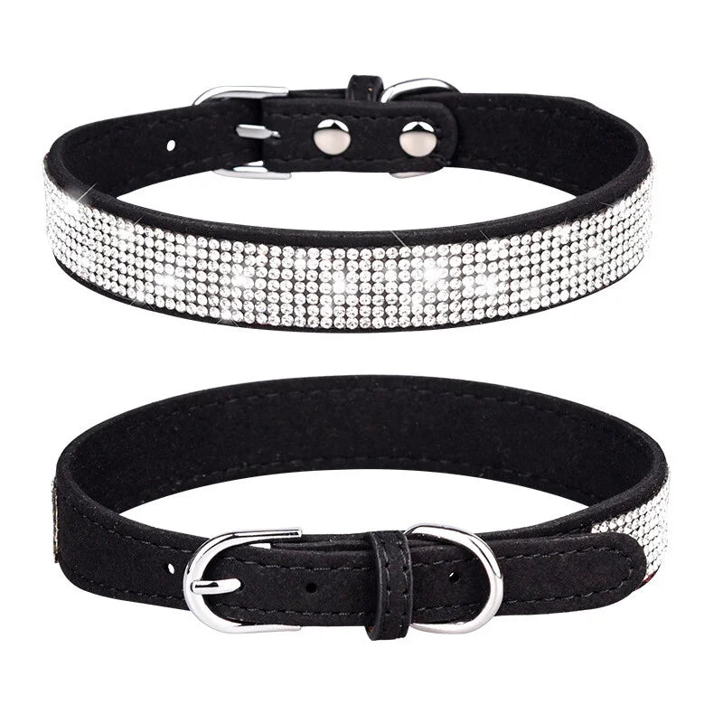 Bling Rhinestone Dog Cat Collars Leather Pet Puppy Kitten Collar for Chihuahua