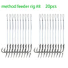 10/20pcs Method Feeder Rigs with Barbed Spike and 8 Braided Line,High-strength Barbed Fish Hook Size6 8 10 12 14,Feeder Fishing