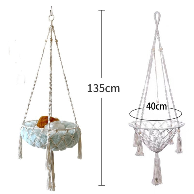 Winter Pet Hammock Cat Swing Hand Woven Cotton Rope Cats Hanging Basket  Kitten Hanging String Den Indoor Pend Nest Pet Supplies - Play Paws Toys