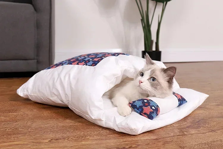 Kawaii Removable Cats Bed House Home Supplies Products for Adult Cats Large Pet Dog Bed Cat's House Cave Comfortable  Food Cute - Play Paws Toys