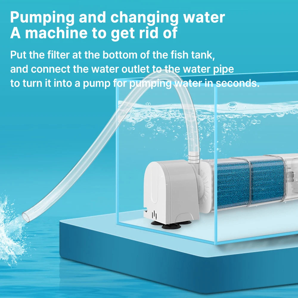 6in1 Aquarium Filter Pump Fish Tank Submersible Silent Air Oxygen Aerator Internal Water Pump Aquarium Air Pump Wave Maker 220v