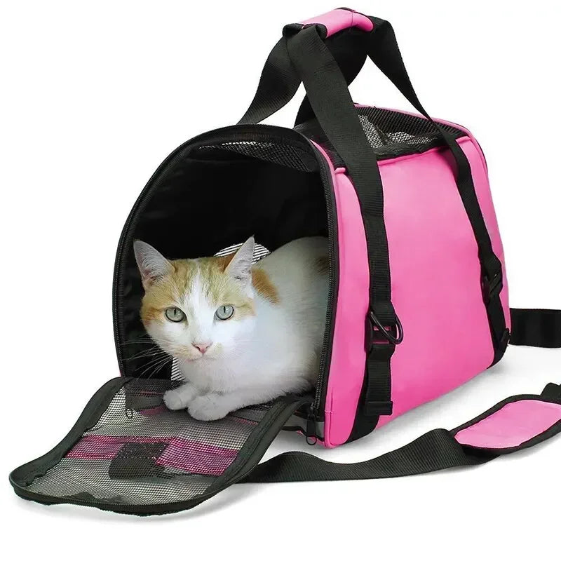 Pet Portable Foldable Four Sided Breathable Mesh Pet Bag Cat and Dog One Shoulder Travel Bag Crossbody Handbag Backpack Cat Bag - Play Paws Toys