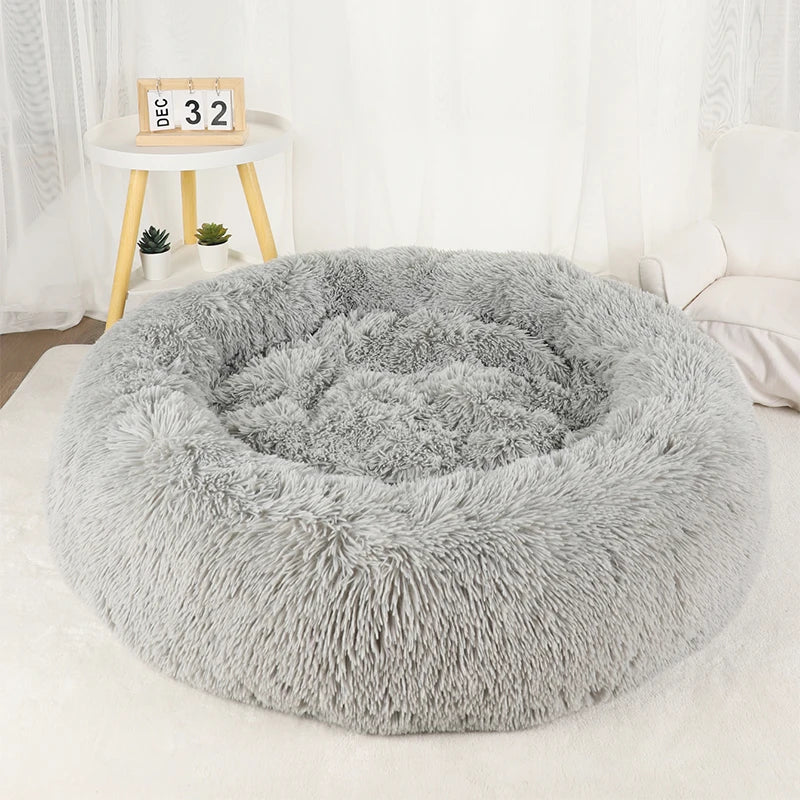 Dog Bed Donut Big Large Round Basket Winter Plush Beds for Dogs Medium Accessories Fluffy Kennel Small Puppy Pets Cat Products