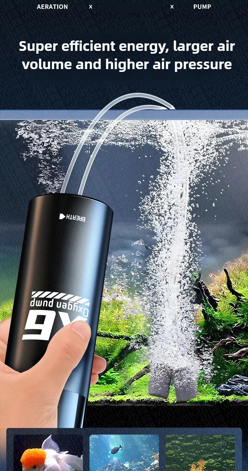 5W USB Rechargeable Oxygen Pump for Outdoor Fishing/Aquarium, Portable Aerator with 48H Runtime for Night Fishing