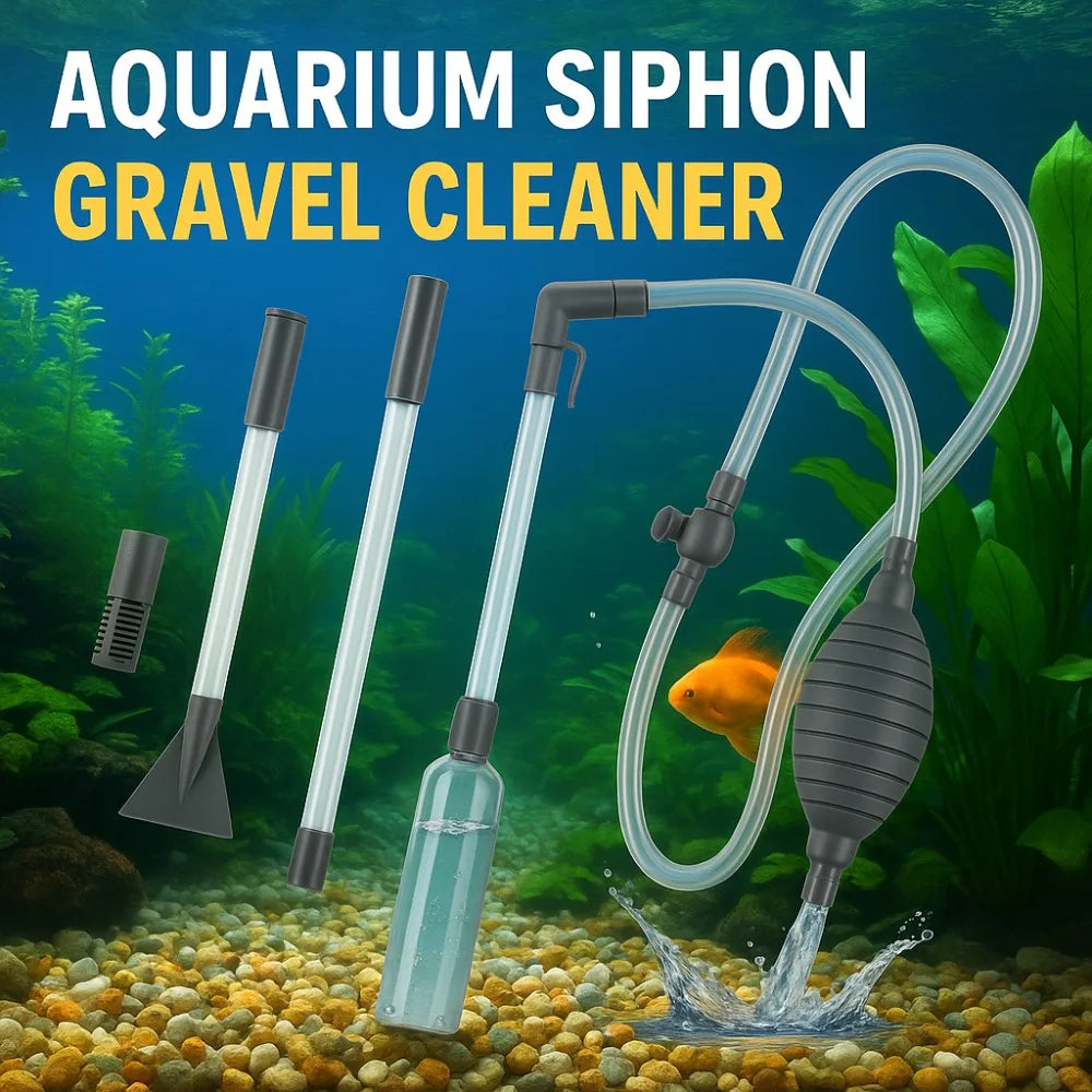 Aquarium Siphon Vacuum Cleaner Tool Set for Large Fish Tank Gravel/Sand Cleaning Water Change with Extension Tube, Fast and Easy