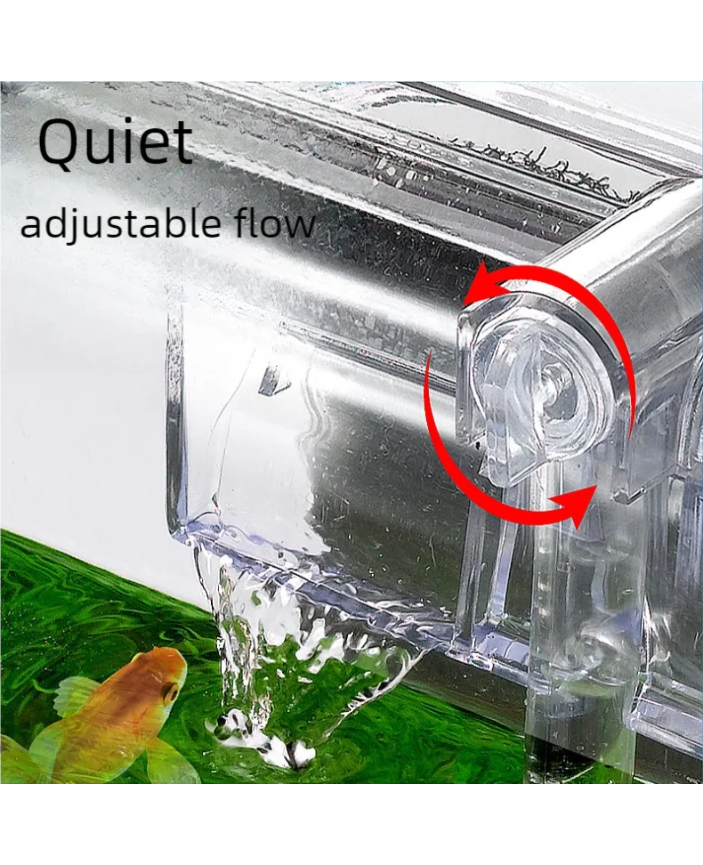 Mini Wall Mounted Aquarium Filter Waterfall Filter for Small Fish Tank USB Filtering Equipment with Filter Media and Circulating