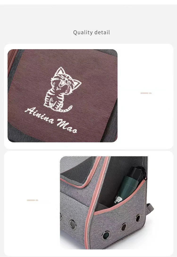 Pet Cat Carrier Backpack Breathable Portable Travel backpack for cat and dog With Anti Breakaway Belt Three-door design AA074 - Play Paws Toys