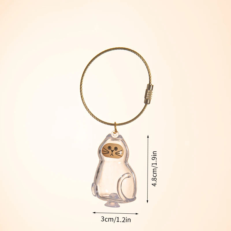 Cat Hair Memorial Storage Keychain Cat Fur Container Pets Cat Fur Collector Capsule Keyring Kitty Hair Hanging Pendants