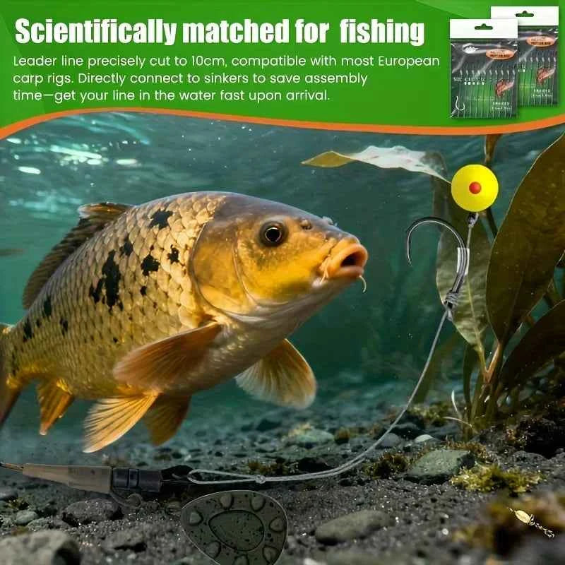 10/20pcs Method Feeder Rigs with Barbed Spike and 8 Braided Line,High-strength Barbed Fish Hook Size6 8 10 12 14,Feeder Fishing