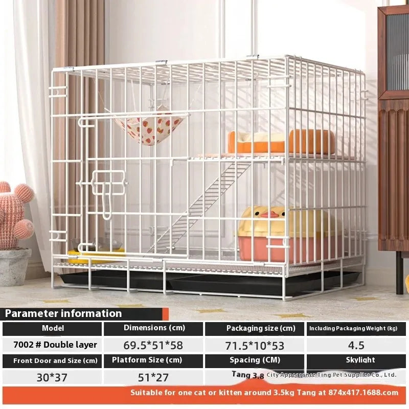 Indoor Cat Villa Cage with Foldable Design Large Multi-Story Cat House Encrypted Pet Cage Furniture for Home - Play Paws Toys