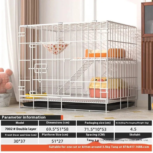 Indoor Cat Villa Cage with Foldable Design Large Multi-Story Cat House Encrypted Pet Cage Furniture for Home - Play Paws Toys