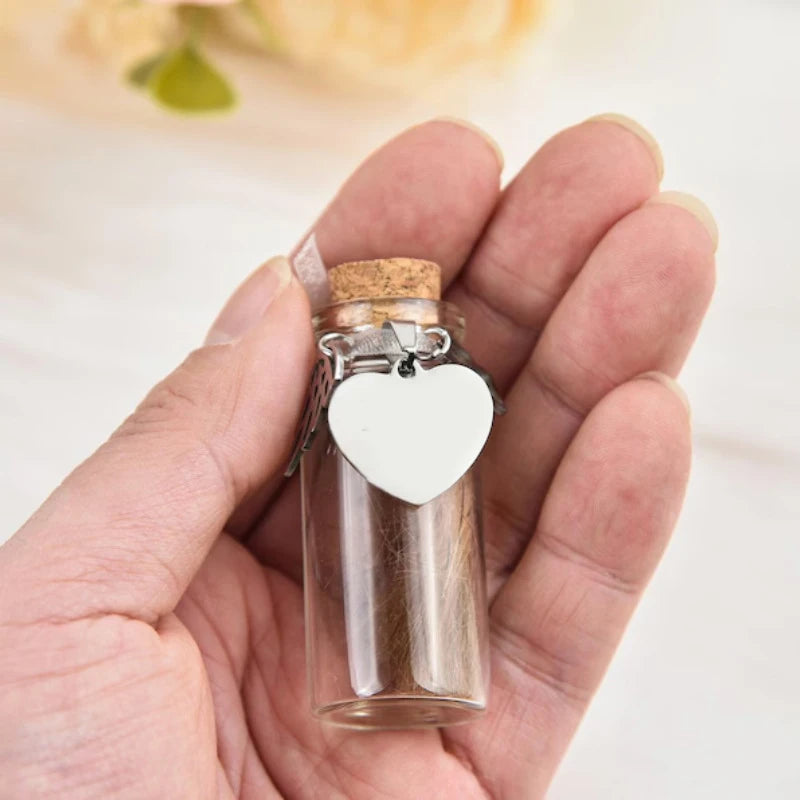 Pet Memorial Bottle For Pet Hair Dogs Cats Fur Keepsake Bottle Storage With 3 Silver Accessories Pet Memorial Urn Container