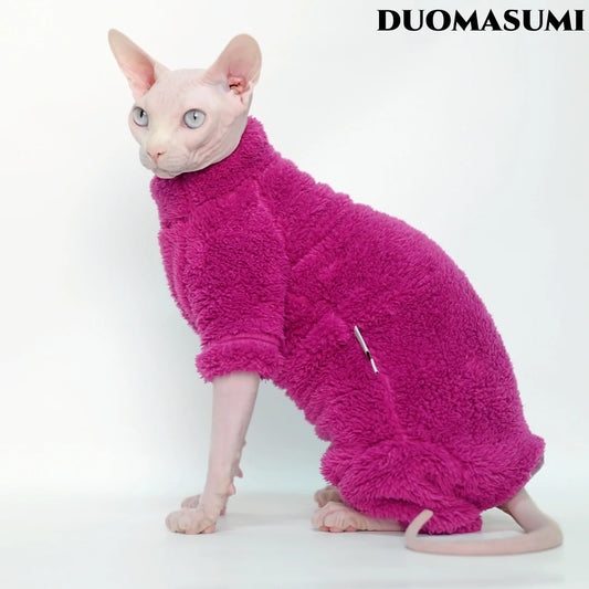 Winter Warm Sphynx Cat Clothes Four Legs Outfit for Hairless Cats Sizes for Devon Rex Abyssinian Cornish - Play Paws Toys