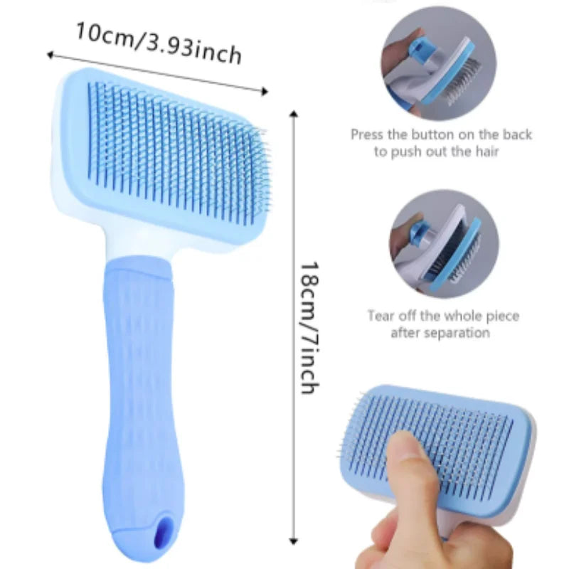 Pet Hair Remover Brush for Dogs And Cats Long Hair Grooming Comb Bath Cleaning Brush Essential Pet Supplies
