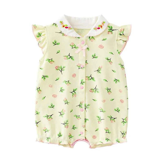 Baby summer clothes, thin newborn girl jumpsuit, full moon princess, hundred days, super cute and stylish summer clothes