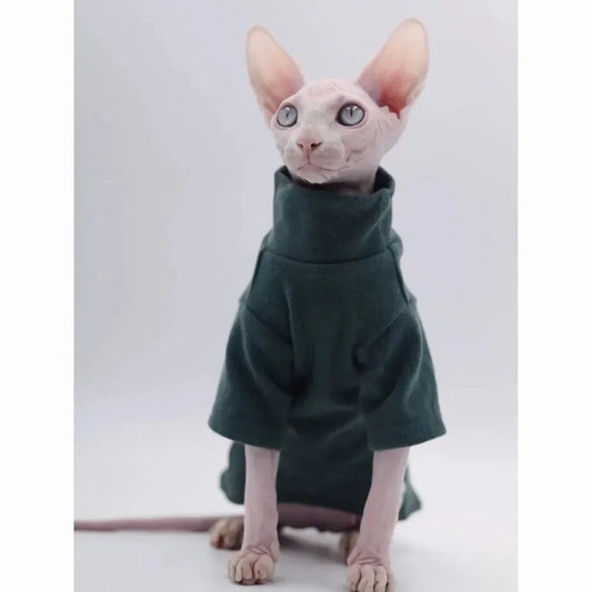 Sphynx Cat Clothes Pet Baby Soft Cotton Winter Cat Outfit for Cornish Solid Color Devon Hairless Cat Sweater Costume Pet Clothes - Play Paws Toys