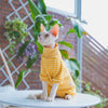 Winter Clothes for Cat, Stripped Cotton 4-legged Coat For Sphnx,Long sleeves Undershirt for Kittens, Devon Rex Jumpsuit