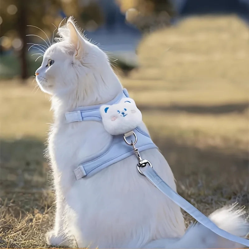 Pet Dog Harness and Leash Set, Suitable for Small, Medium and Large Dogs - I-Shaped Design, Pet Leash and Harness Set, Safe Pet Vest, Cute Flower Decoration, Adjustable Dog Harness