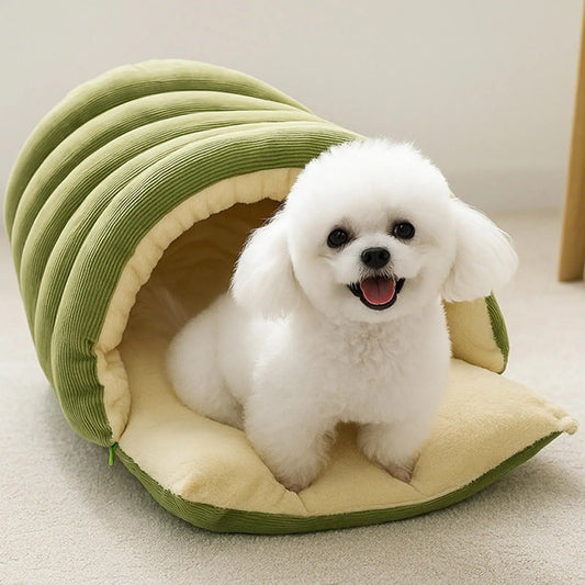 winter Indoor thickened cat bed washable soft short plush fluffy cats sleeping bed enclosed warm pets bed for Puppy Kitten - Play Paws Toys