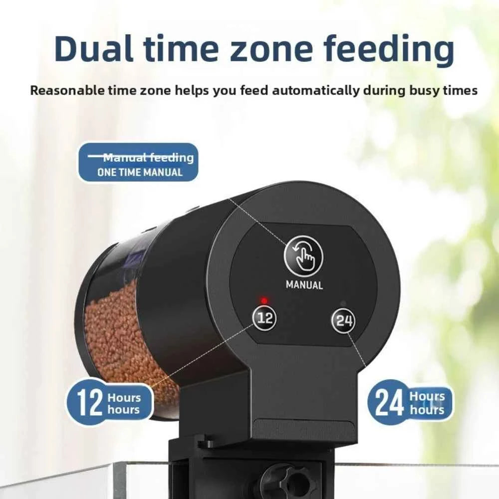 Automatic Fish Feeder 100ML Battery Powered Programmable Timer Aquarium Tanks Easy Setup Vacation Use Pet Care Fishbowl Food