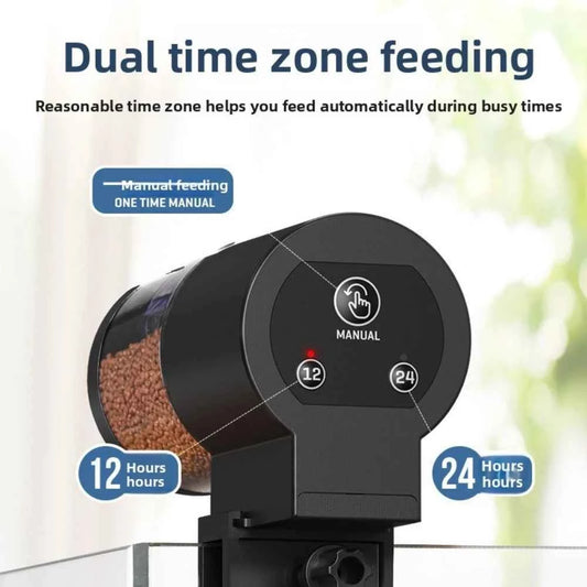 Automatic Fish Feeder 100ML Battery Powered Programmable Timer Aquarium Tanks Easy Setup Vacation Use Pet Care Fishbowl Food