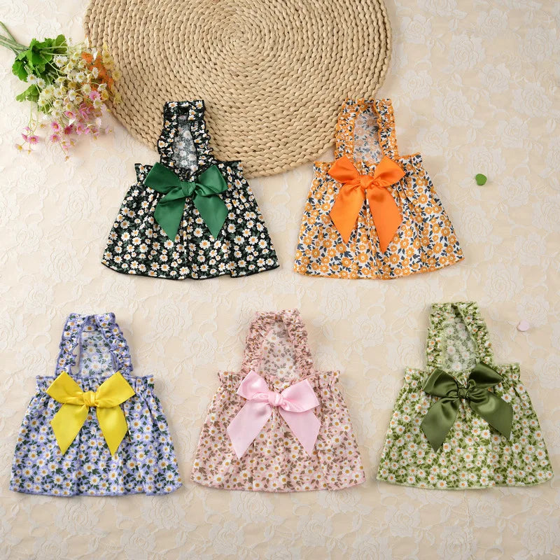 1 Pc Pet Dress Dog&Cat Summer Dress  Yomantic Floral Pattern Suitable For Birthday Wedding Party Outfits