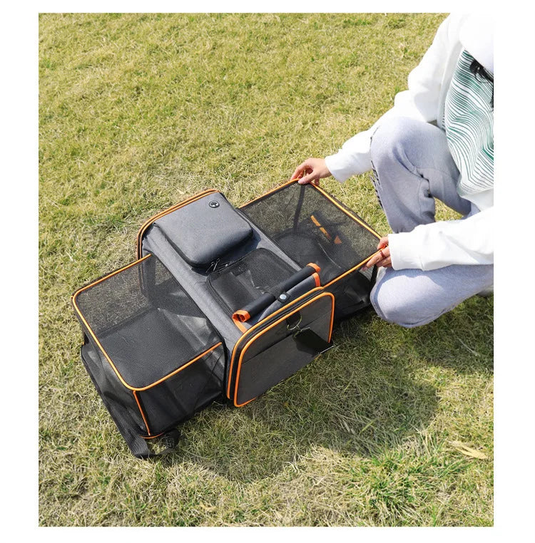 Cat Bag Foldable Large Capacity Cat Outdoor Car Expansion Portable Pet Handbag Breathable Diagonal Cross Bag for Cats and Dogs - Play Paws Toys