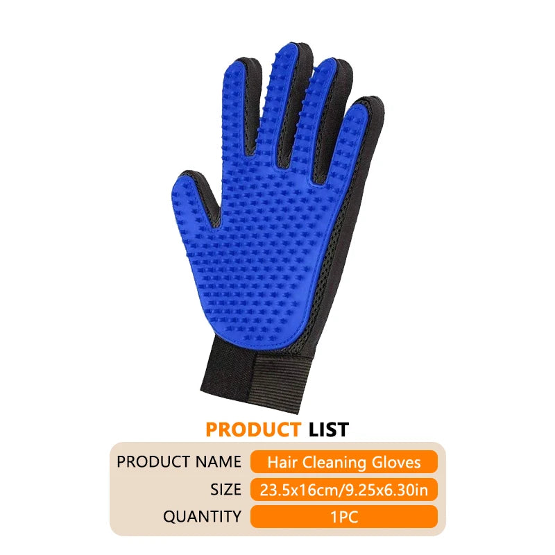 Reusable Double-Sided Pet Hair Removal Glove Anti-Static Grooming Tool for Cats Dogs Soft Brush Mitt for Furniture Carpet Cloth