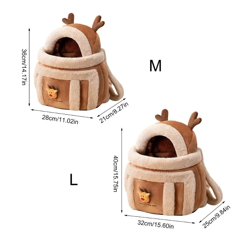 Furry Warm Cat Carrier Portable Pet Travel Bag Luxury Outdoor Handbag Car Seat Winter Cozy Nest For Puppy Kitten Transport - Play Paws Toys