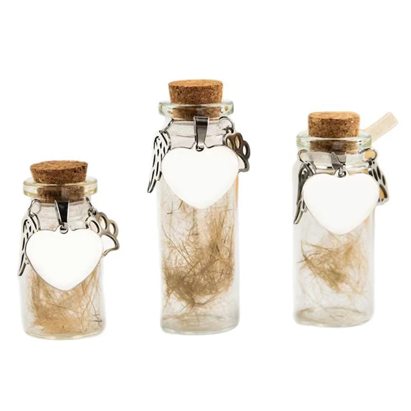 Pet Memorial Bottle For Pet Hair Dogs Cats Fur Keepsake Bottle Storage With 3 Silver Accessories Pet Memorial Urn Container