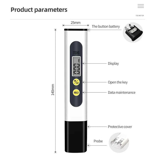 TDS Meter 0-9990ppm Digital PH Meter 0.01 PH High Precision Pen Water Tester TDS&PH Meter 0-14 PH LCD PPM Tester Aquarium Filter
