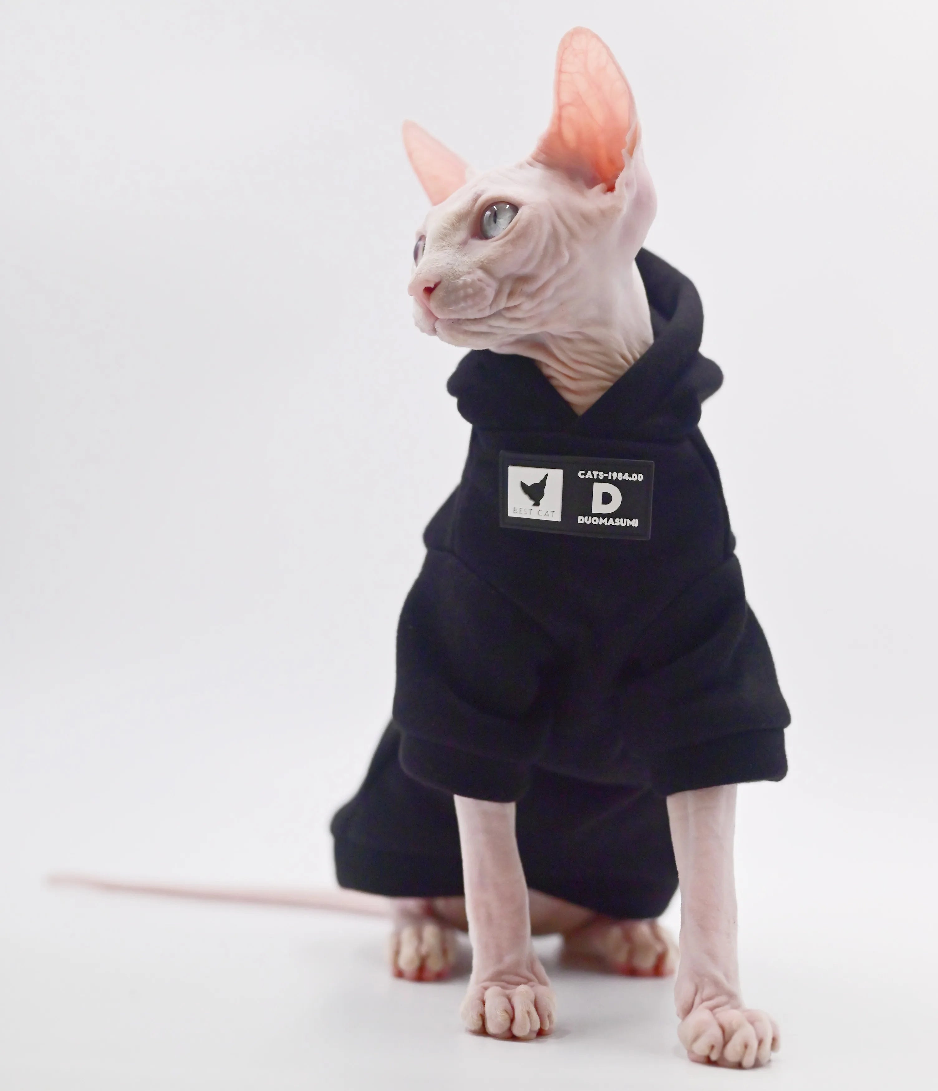 DUOMASUMI Cat Hoodie for Hairless Breeds - Fashion Spring/Fall Pullover for Sphynx, Devon Rex, Cornish Rex& Abyssinian Cats - Play Paws Toys