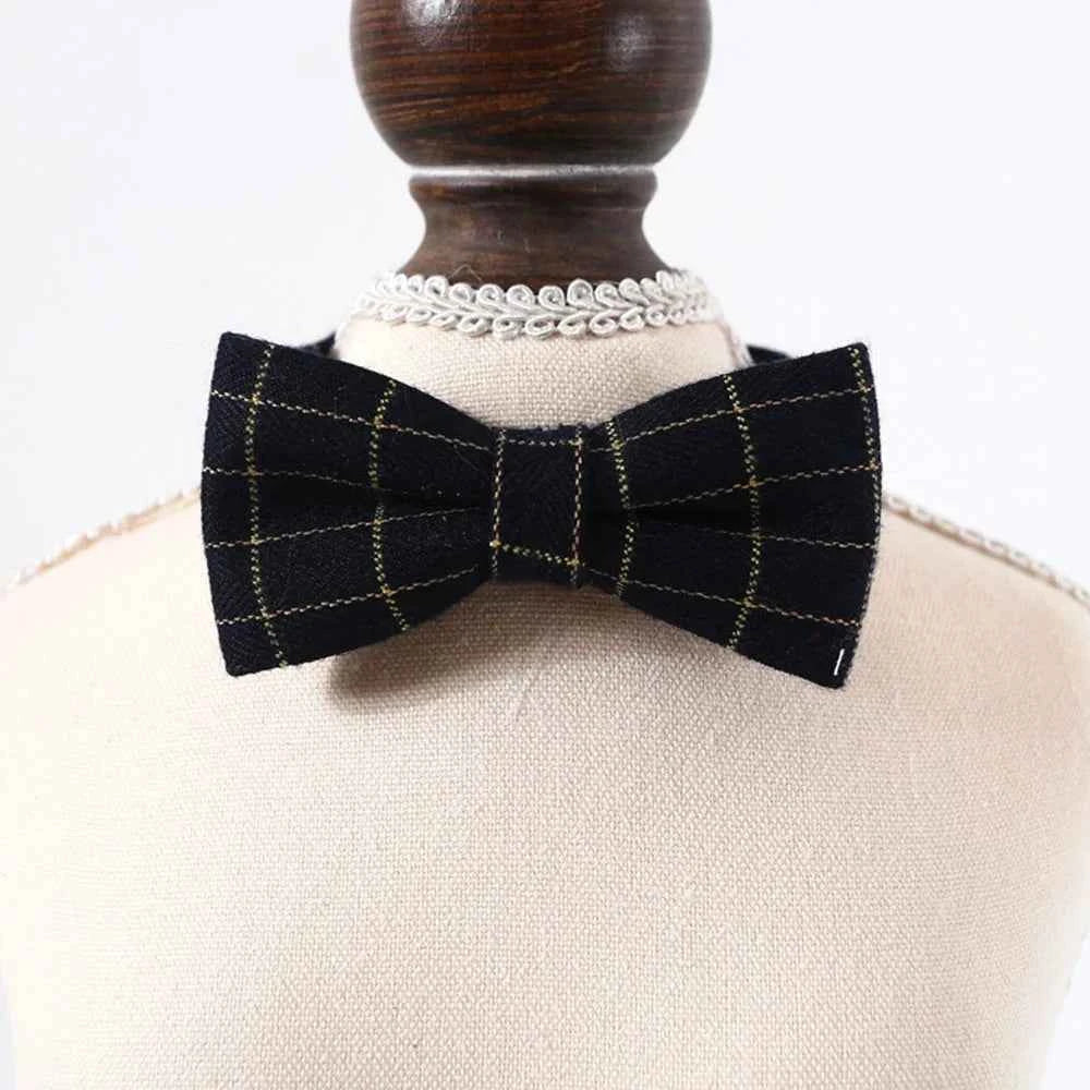 Pet Accessories for Dogs Cats Bowtie British Style Puppy Plaid Tie Breakaway Bowknot Collar for Small Dog Cat Gentleman Costume