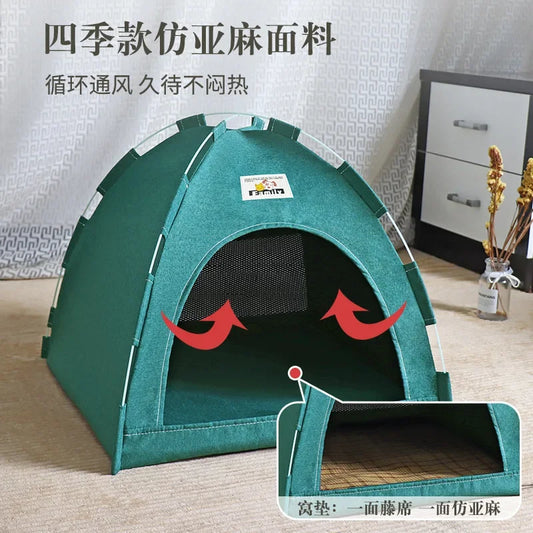 Pet Tent Bed Removable Cat Sofa Basket Canvas Semi-enclosed Cat House Dog Cave Hut Cat Sleeping Bed for Room Decor Pet Supplies - Play Paws Toys