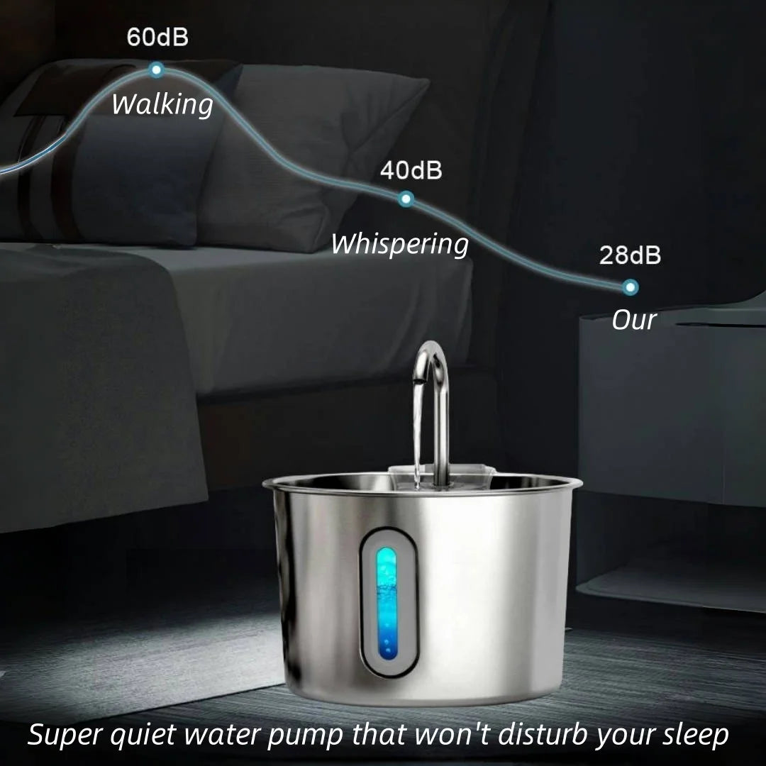 Stainless Steel Cat Water Fountain 2.2L/75oz Pet Automatic Water Dispenser for Dog Cat Drinking Pet supplies Filter System