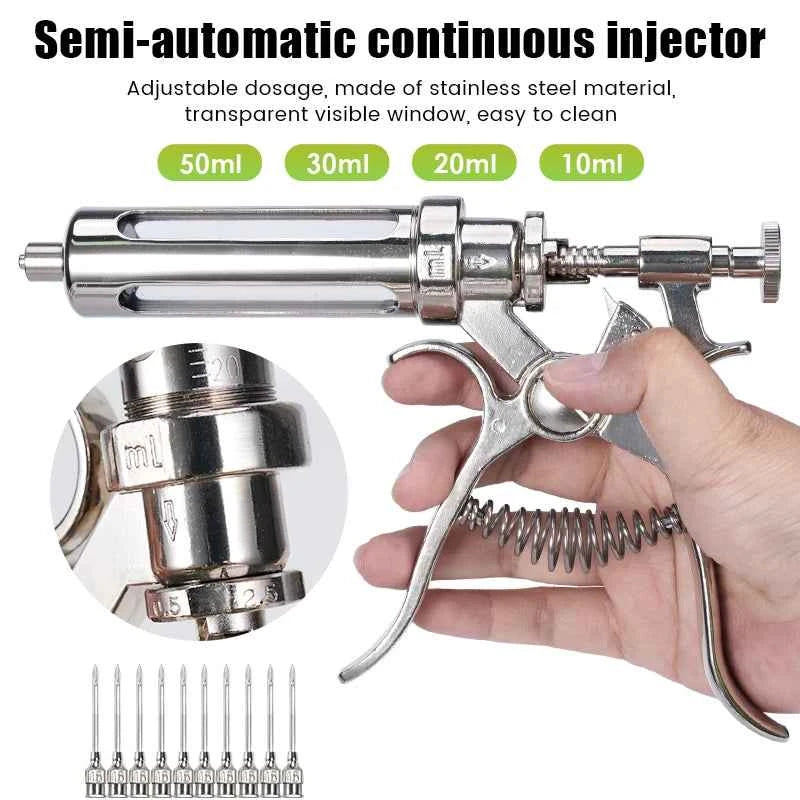 10/20/30/50Ml Automatic Continuous Syringe With Needles Adjustable Vaccine Injection for Livestock Pig Cattle Sheep Chicken